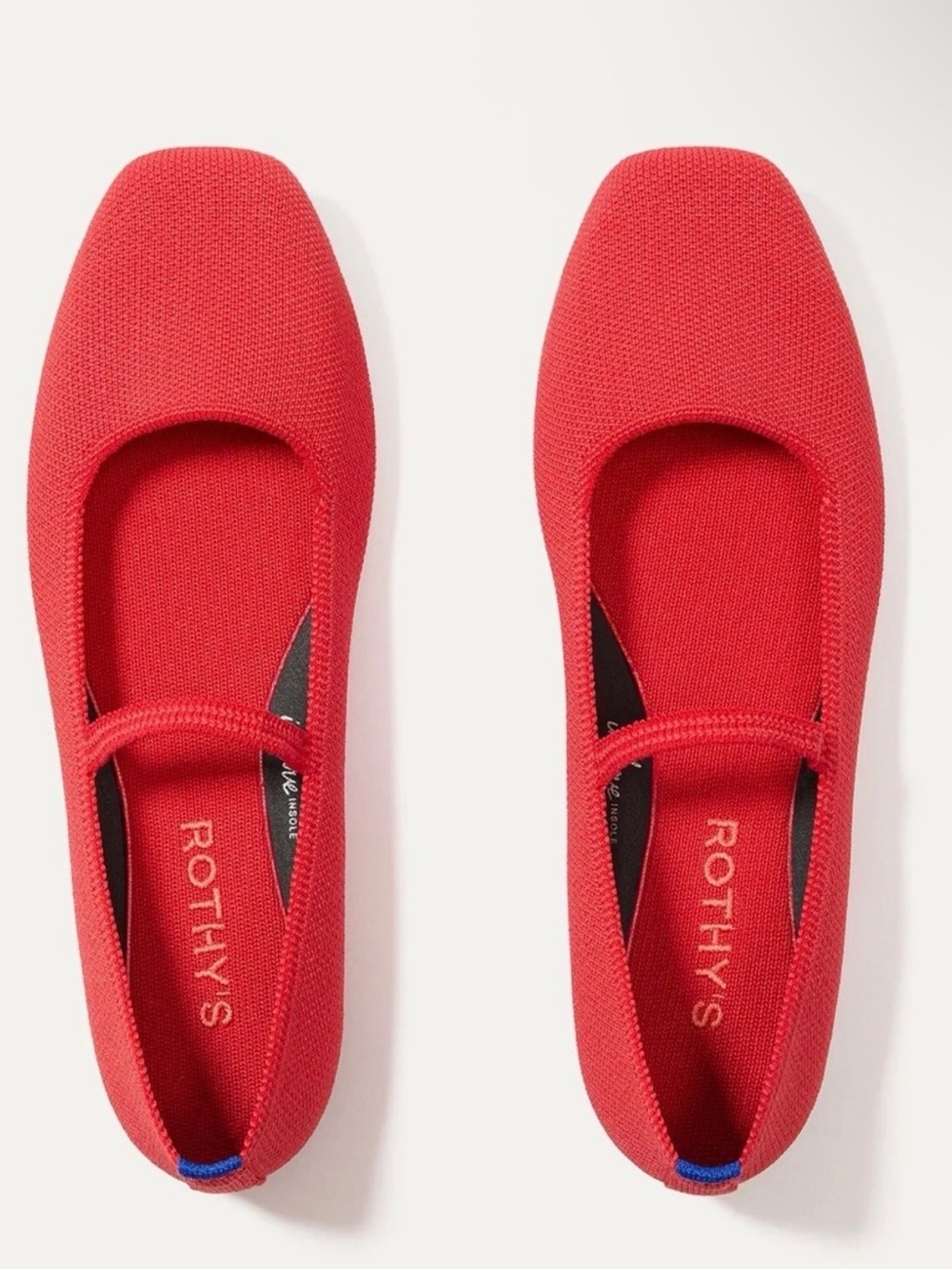 Rothy's Red Mary Jane Flat Square- Knit Slip-On